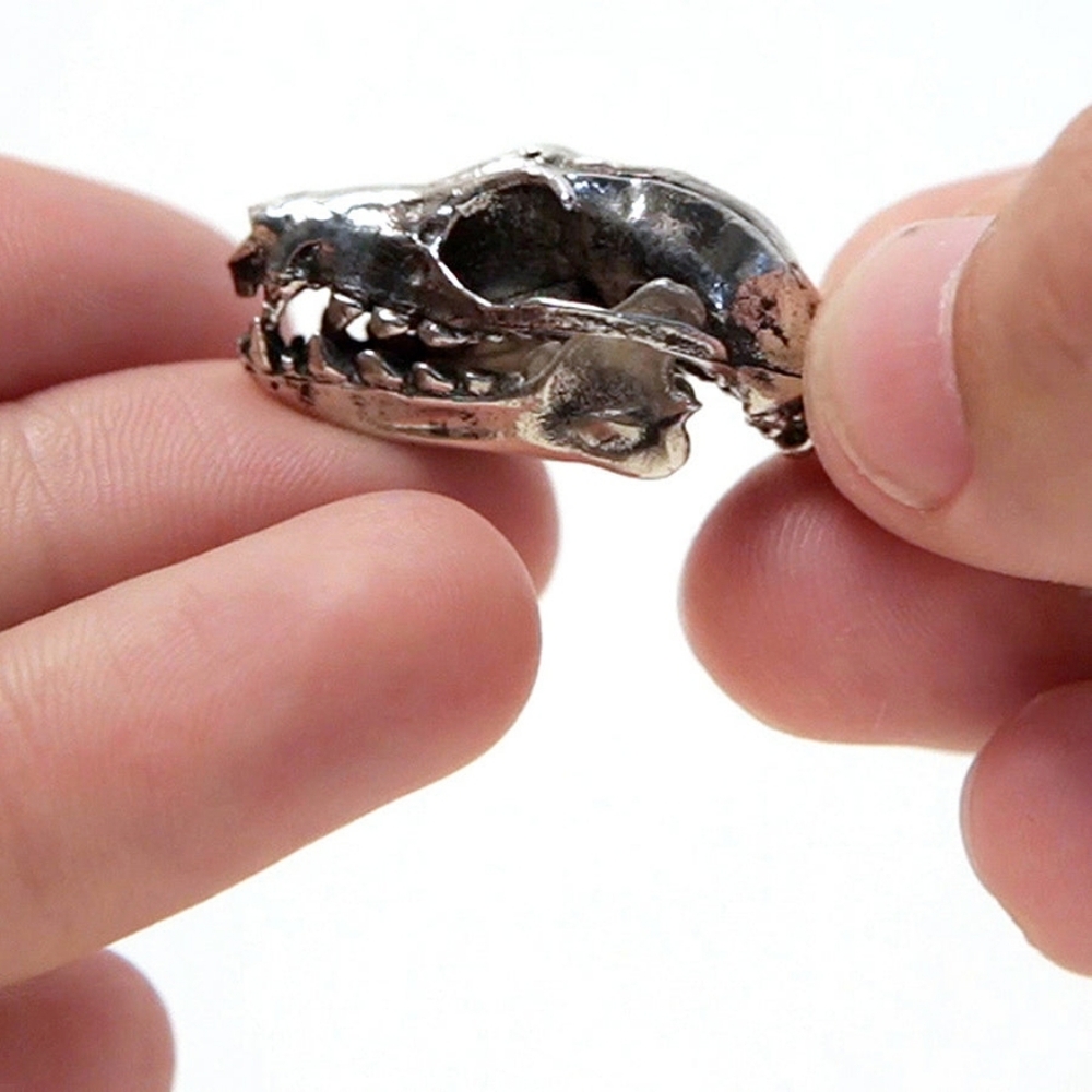 Fire & Bone Sterling Silver Greater Flying Fox Bat Skull Pendant Necklace - Picture 4 of 9